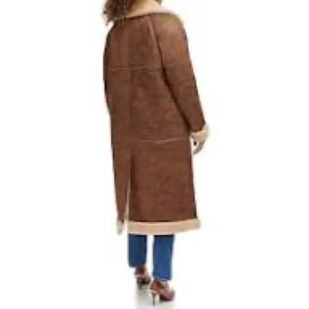 NEW Levi's womens Faux Shearling Long Coat sz L - Picture 2 of 6